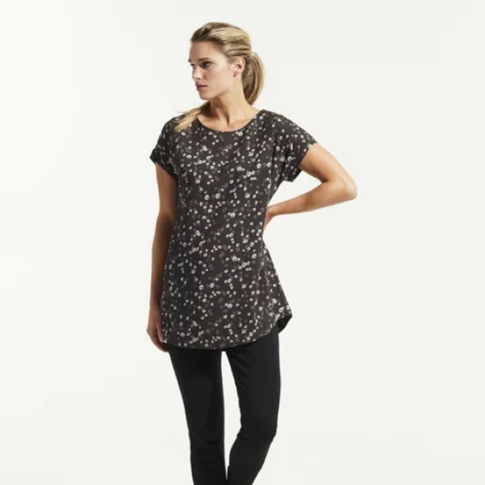 FIG 🆕clothing black hibiscus floral tunic dress/ top travel friendly small